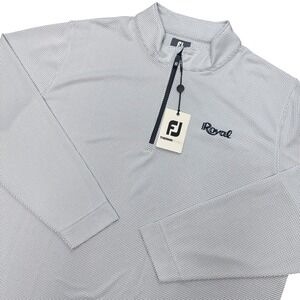 FootJoy ThermoSeries Midlayer Men 2XL White Navy Half Zip Golf Pullover NWT